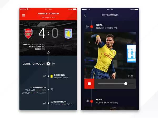 实况直播比分APP UI界面设计欣赏